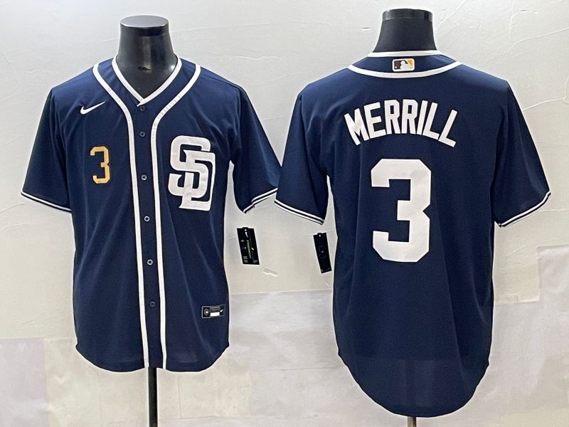 Men 2025 San Diego Padres #3 Merrill Dark Blue Game Nike MLB Jersey style 5
